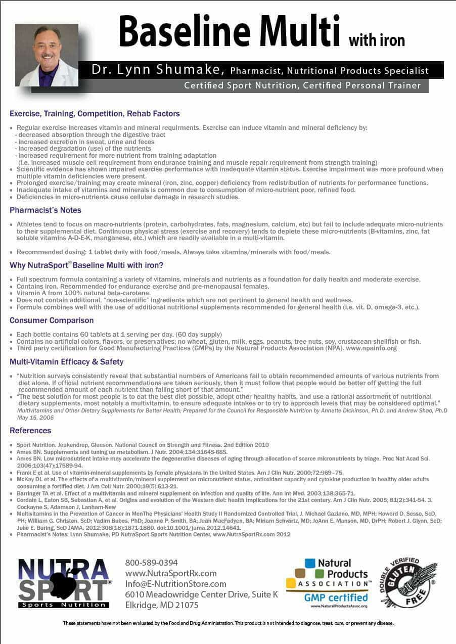 NutraSportRx Baseline Multi-Tabs with Iron Product Details