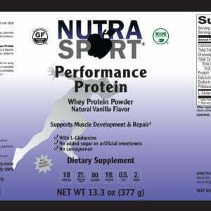 NutraSportRx Performance Vanilla Whey Protein Powder 13.3 Label