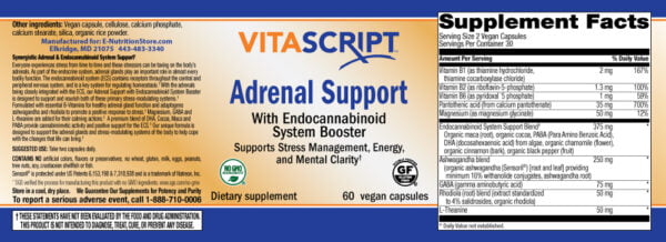 VitaScriptRx Adrenal Support Label